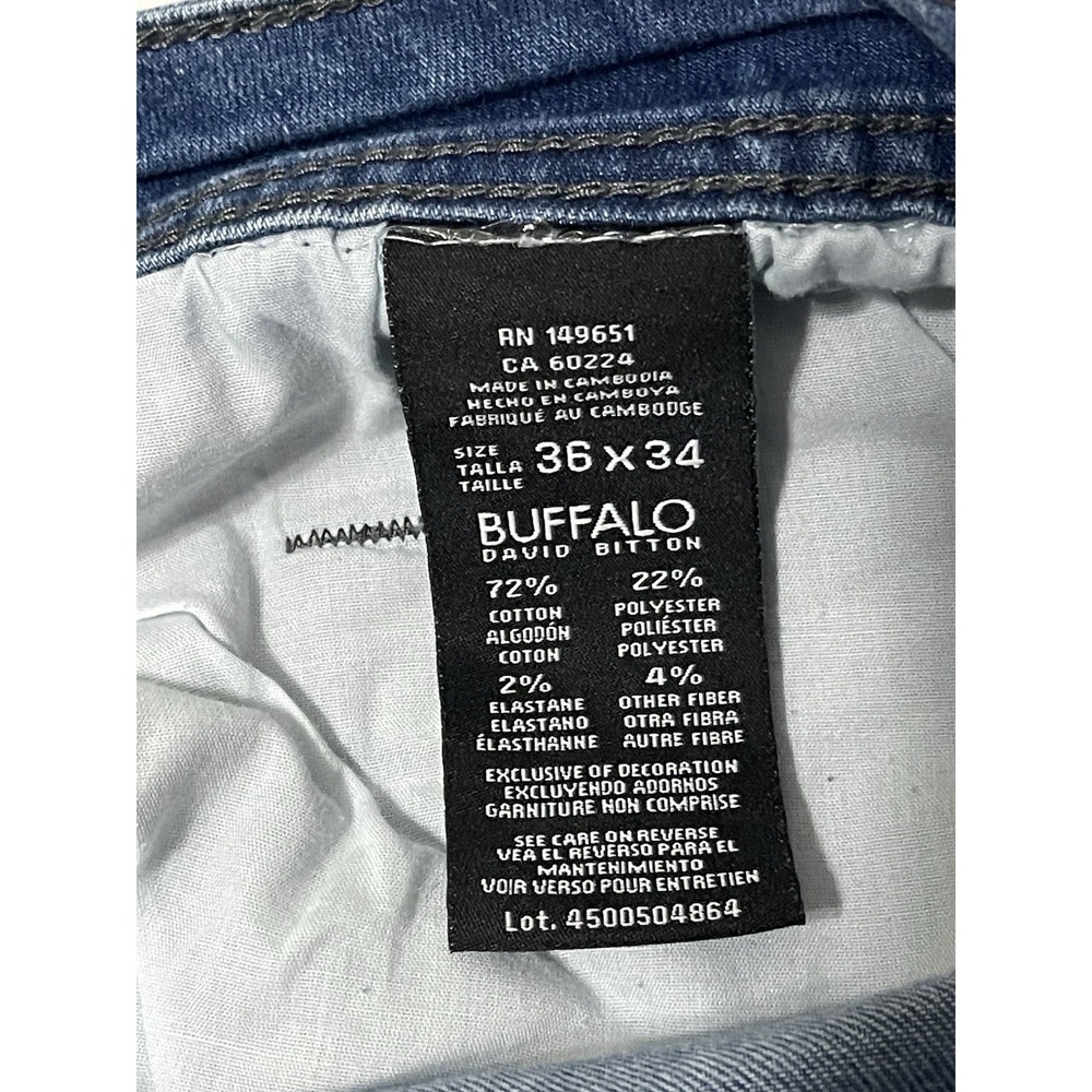 Buffalo David Britton Axel Jeans Mens 36x34 Slim Stretch Straight Light Wash - Picture 4 of 7